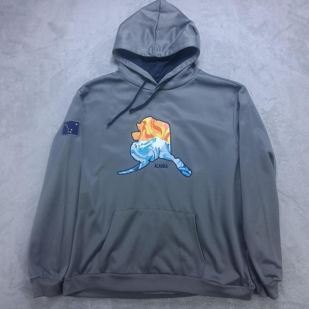 Mens Ward Cove Alaska Graphic Hoodie Gray Pullover Sweatshirt 2X